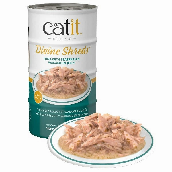 Catit Divine Shreds Tuna with Seabream & Wakame in Jelly Canned Cat Food Topper 4-Pack