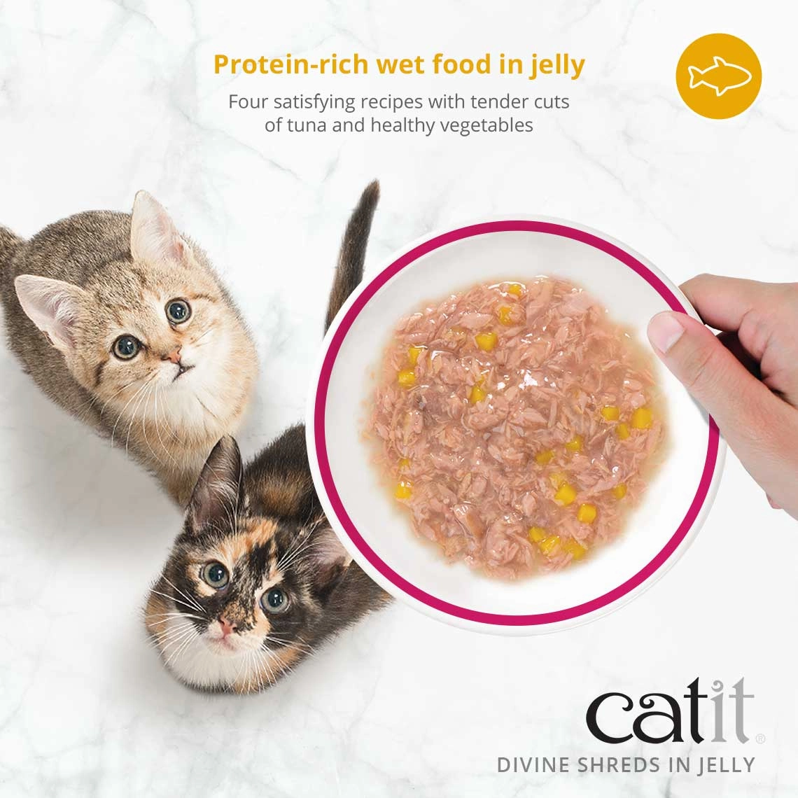 Catit Divine Shreds Tuna with Seabream & Wakame in Jelly Canned Cat Food Topper 4-Pack