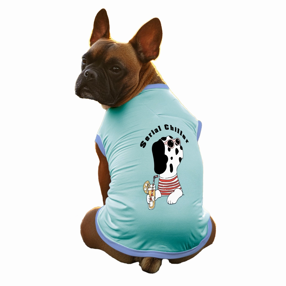 Cheeku Serial Chiller Graphic Cotton T Shirt for Dogs and Cats (Sky Blue)