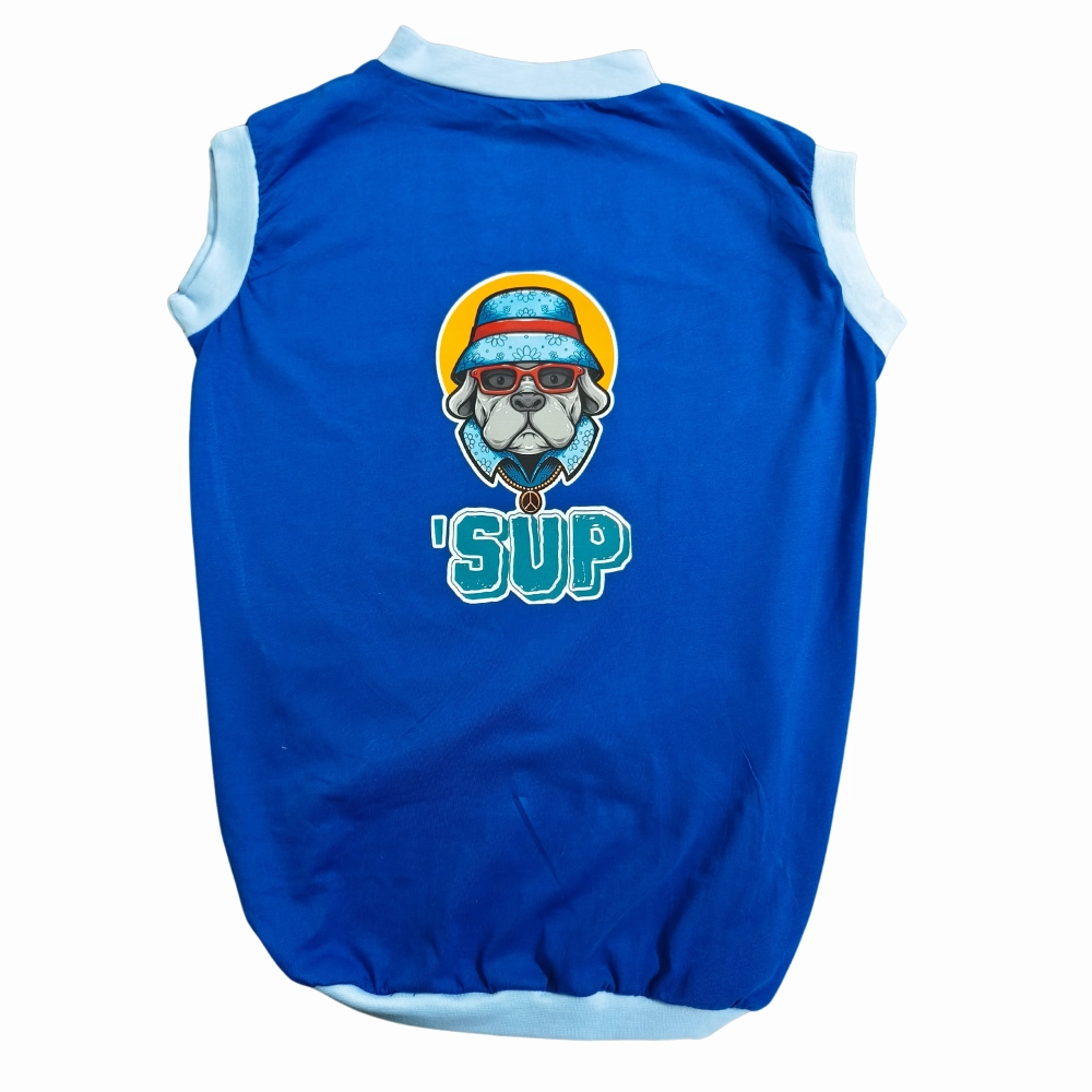 Cheeku SUP Graphic Cotton T Shirt for Dogs and Cats (Blue)