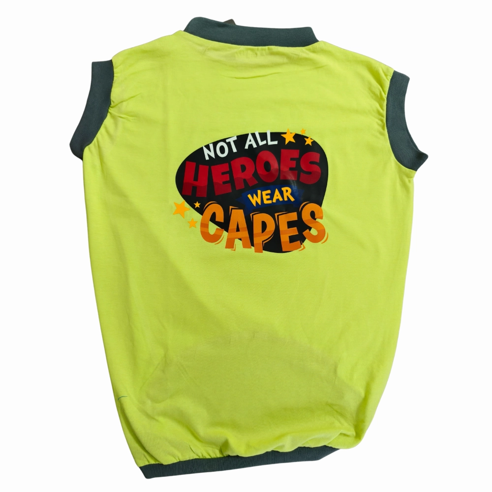 Cheeku Superhero Graphic Cotton T Shirt for Dogs and Cats (Sharp Green)