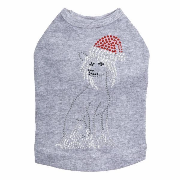 Chinese Crested Santa Rhinestone Dog Tank