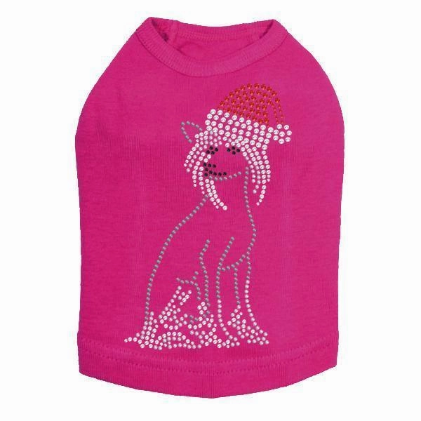 Chinese Crested Santa Rhinestone Dog Tank
