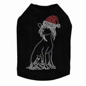 Chinese Crested Santa Rhinestone Dog Tank