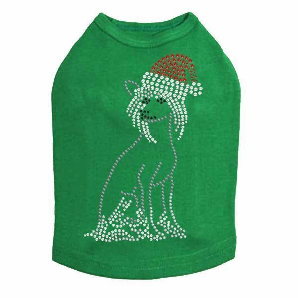 Chinese Crested Santa Rhinestone Dog Tank