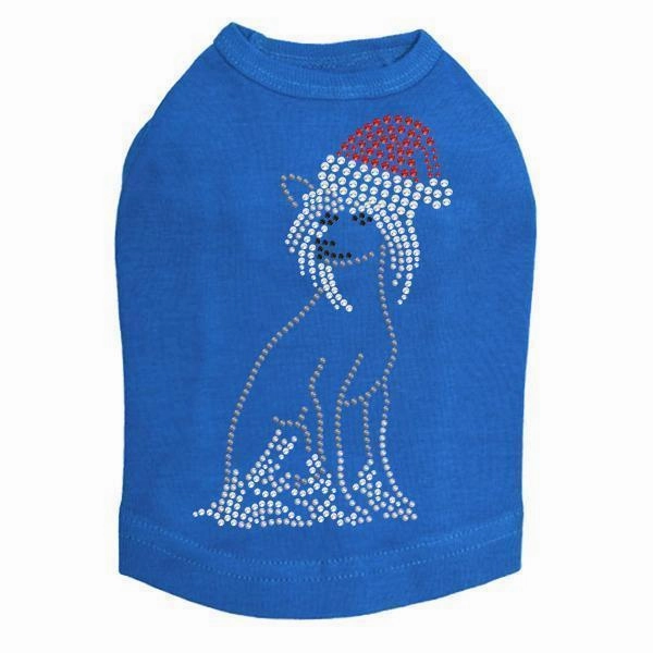 Chinese Crested Santa Rhinestone Dog Tank