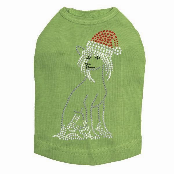 Chinese Crested Santa Rhinestone Dog Tank