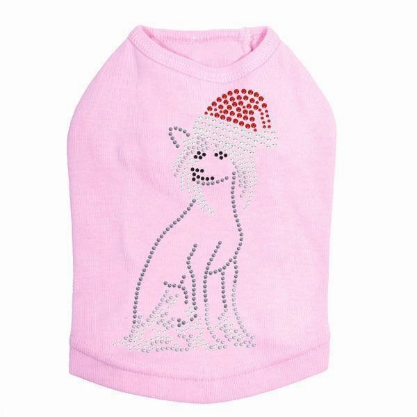 Chinese Crested Santa Rhinestone Dog Tank