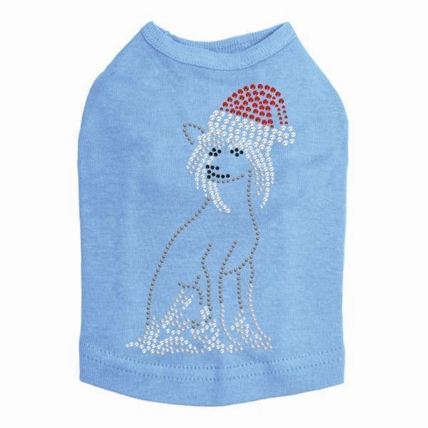 Chinese Crested Santa Rhinestone Dog Tank