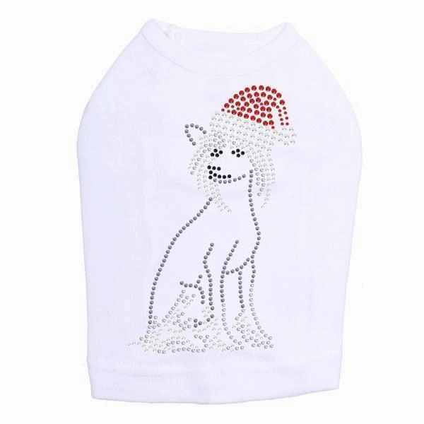 Chinese Crested Santa Rhinestone Dog Tank