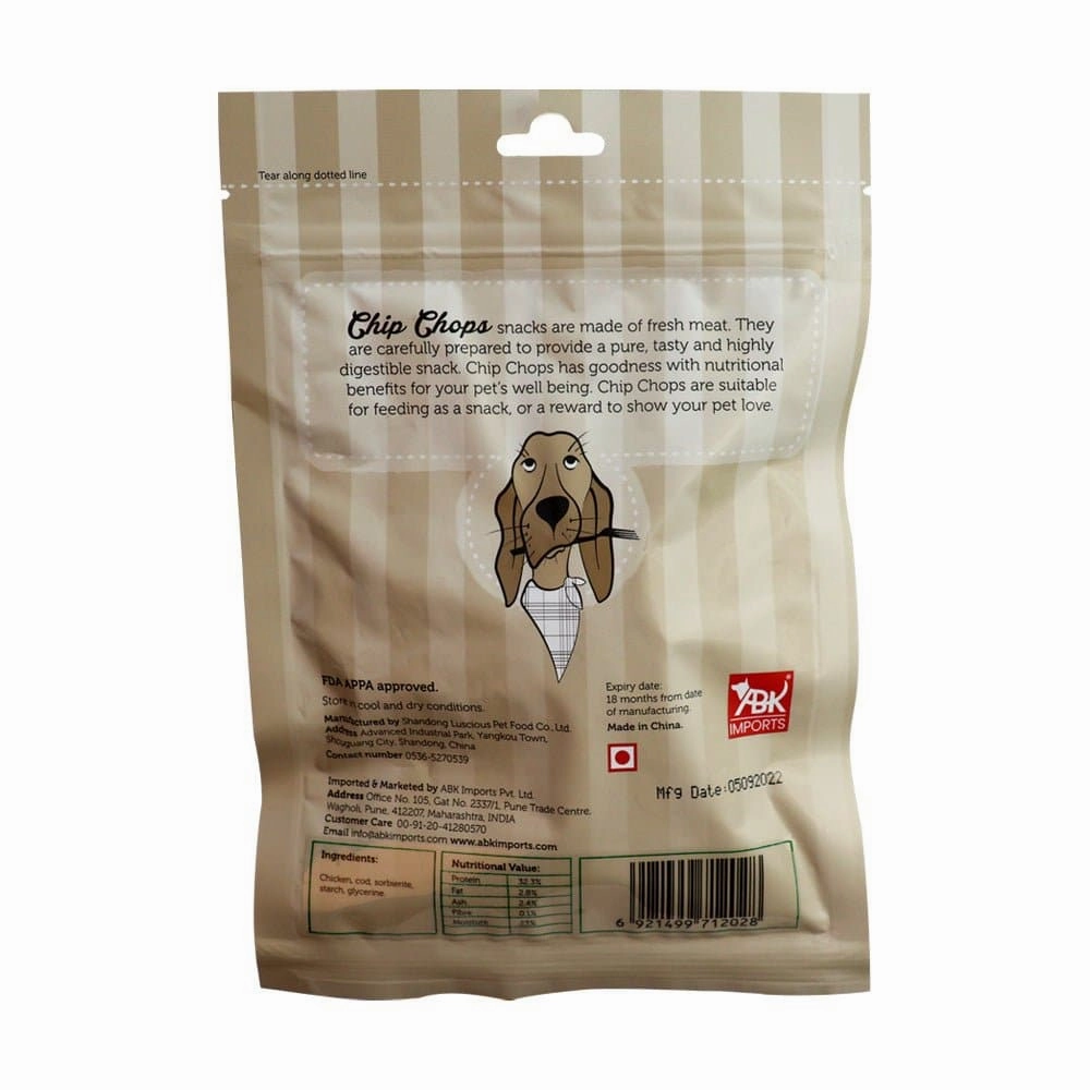 Chip Chops Chicken and Codfish Sandwich,  Sun Dried Chicken Jerky  and Chicken Tenders Dog Treats Combo
