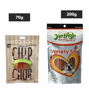 Chip Chops Chicken Tenders, JerHigh Variety Stix Dog Treats Combo