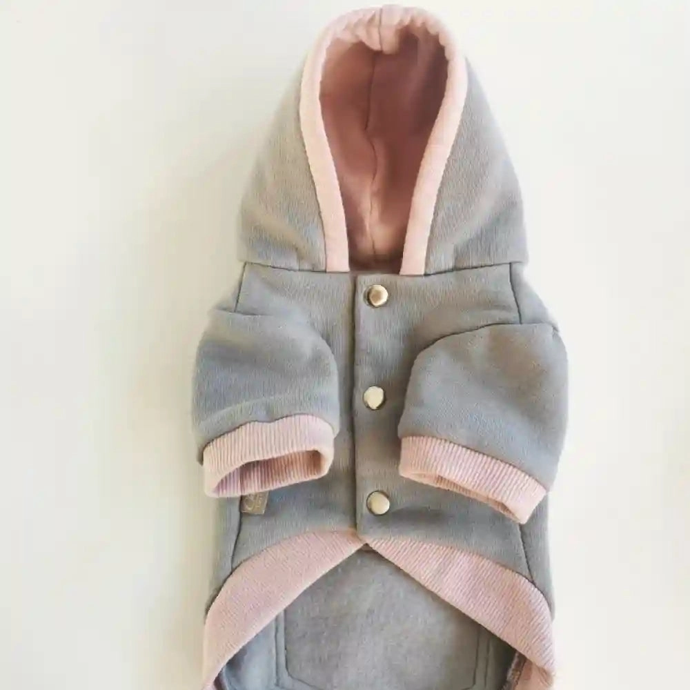 Chloe's Home New York Blouse Sweatshirt for Dogs (Grey/Pink)