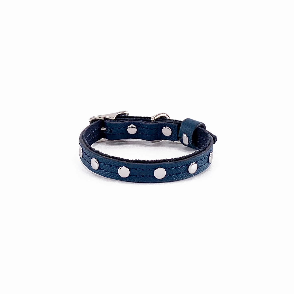 Colima Classic Studded Leather Dog Collar Orion Blue
