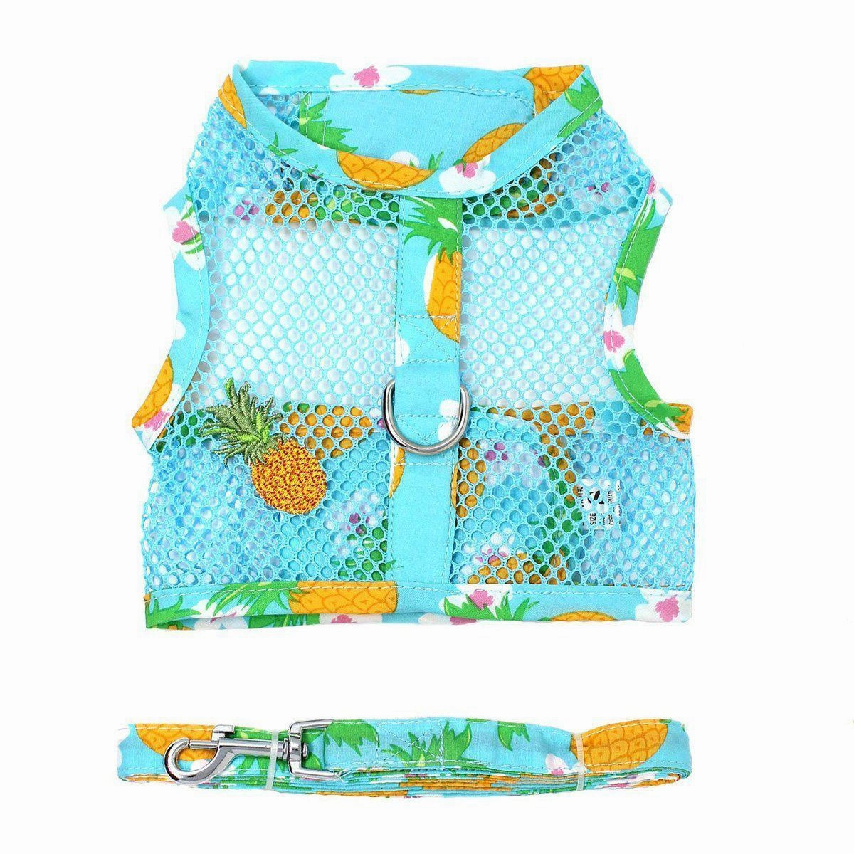Cool Mesh Dog Harness And Leash Pineapple Luau