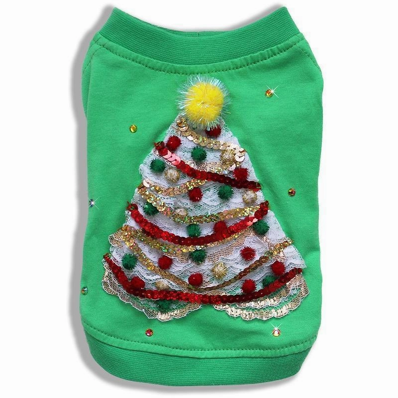 Couture Christmas Tree Green Dog T-Shirt
