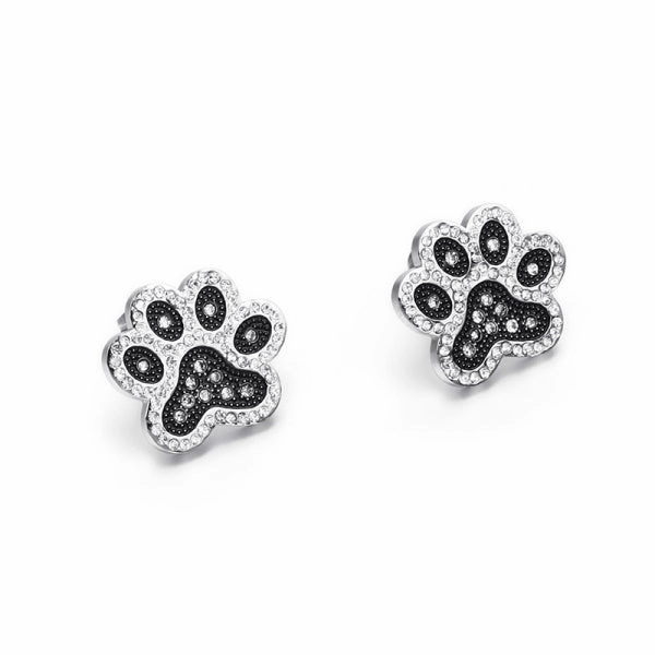Crystal Paw Stud Earrings