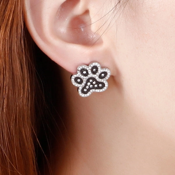 Crystal Paw Stud Earrings