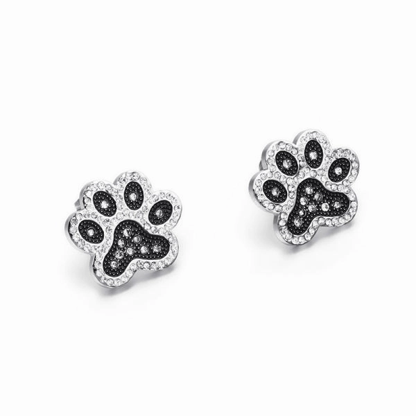 Crystal Paw Stud Earrings