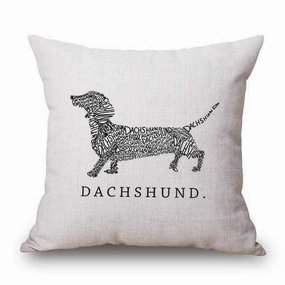 Dachshund Black Word Silhouette Throw Cushion