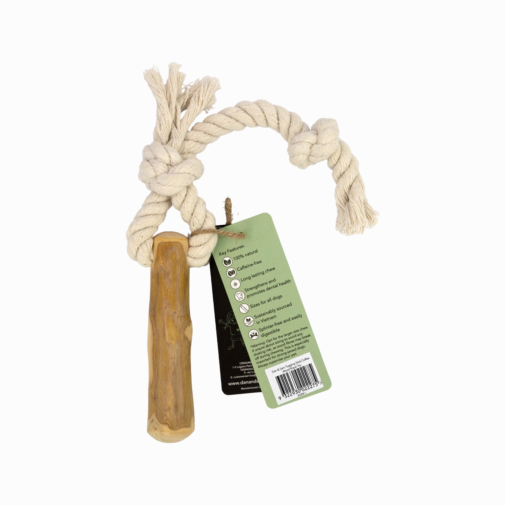 Dan & Sam - Tugging Stick Coffee Wood Rope Toy