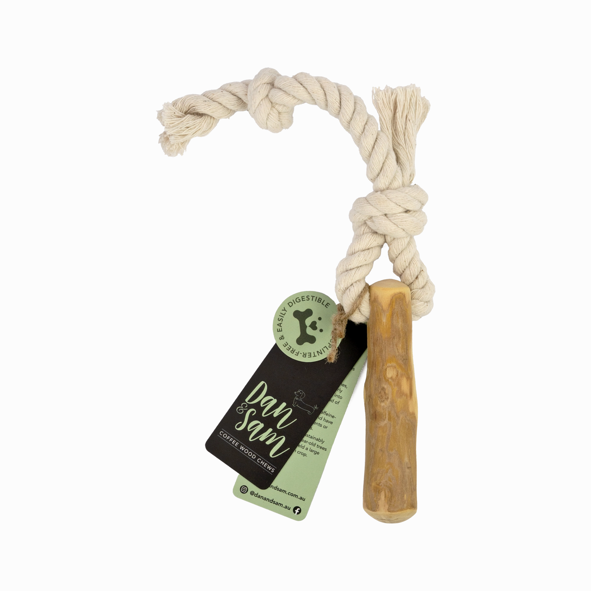 Dan & Sam - Tugging Stick Coffee Wood Rope Toy