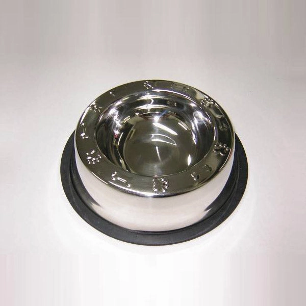 Dexpex Stainless Steel Bowl - Broad Rim Non-Tip Paws/Bones 24oz