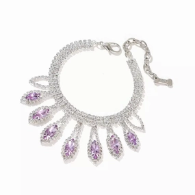 Diamante Tear Drop Dog Necklace - Lavender