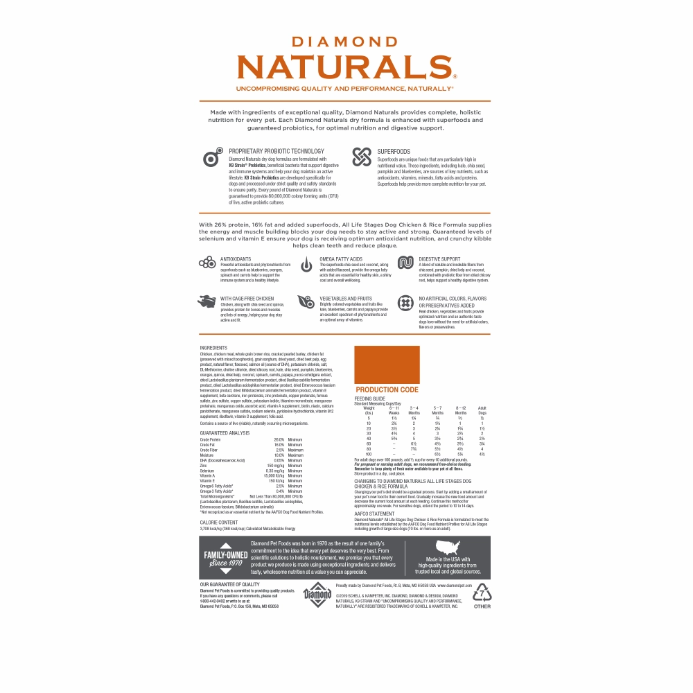 Diamond Naturals Chicken & Rice Formula All Life Stages Dry Dog Food