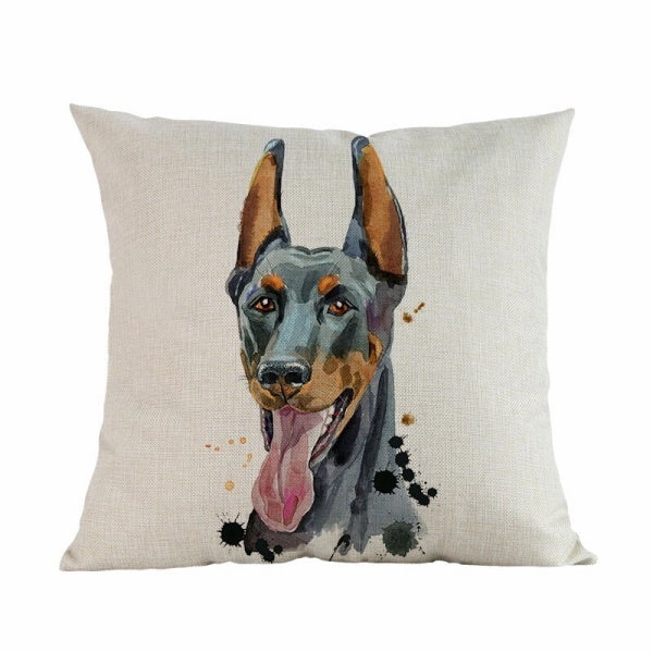 Doberman Tongue Out Throw Cushion