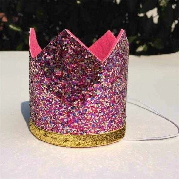 Dog Birthday Crown & Bow Tie Collar - Pink/gold Custom Age