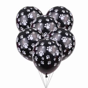 Dog Paw Prints Party Balloons - Black