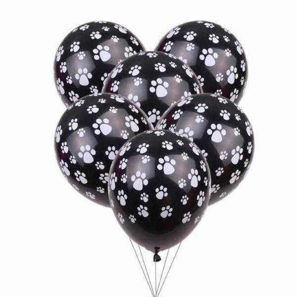 Dog Paw Prints Party Balloons - Black