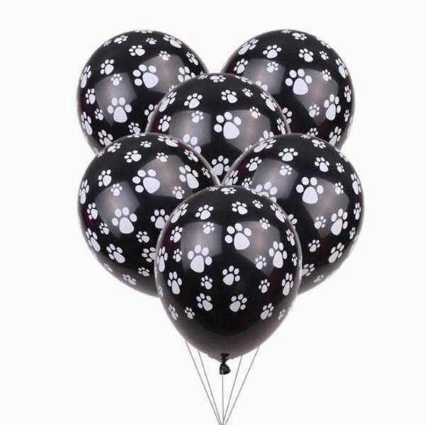 Dog Paw Prints Party Balloons - Black