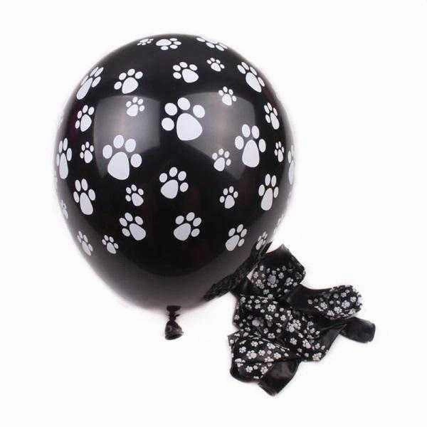 Dog Paw Prints Party Balloons - Black