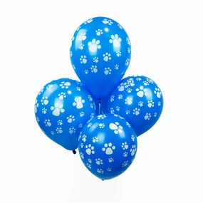 Dog Paw Prints Party Balloons - Blue