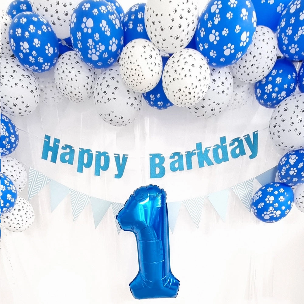Dog Paw Prints Party Balloons - Blue