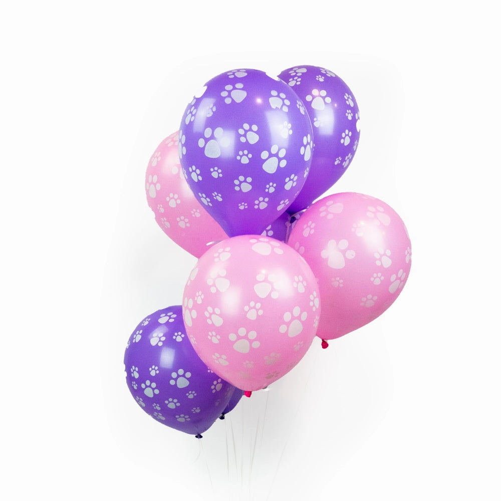 Dog Paw Prints Party Balloons - Pink
