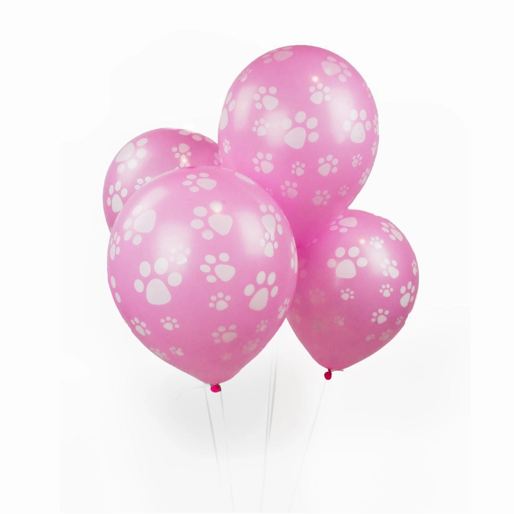 Dog Paw Prints Party Balloons - Pink