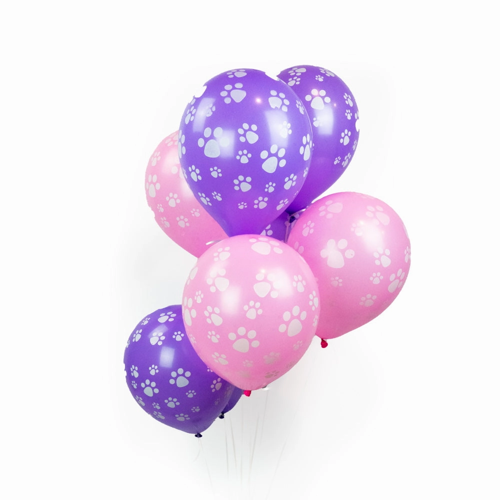 Dog Paw Prints Party Balloons - Pink