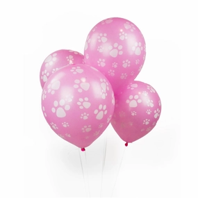 Dog Paw Prints Party Balloons - Pink