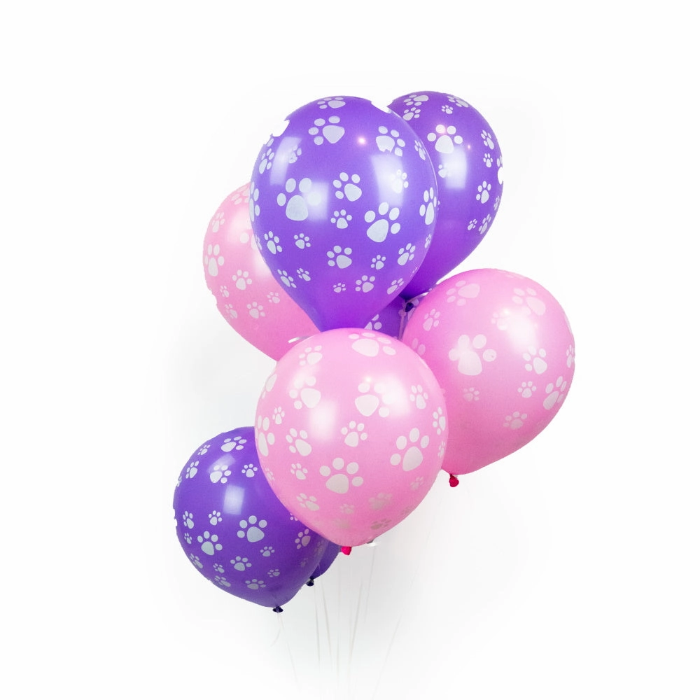 Dog Paw Prints Party Balloons - Purple