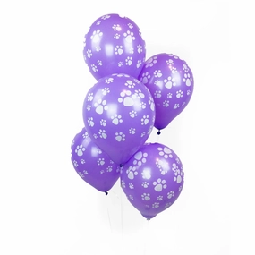 Dog Paw Prints Party Balloons - Purple