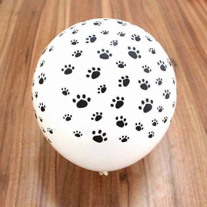 Dog Paw Prints Party Balloons - White