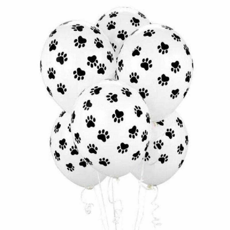 Dog Paw Prints Party Balloons - White