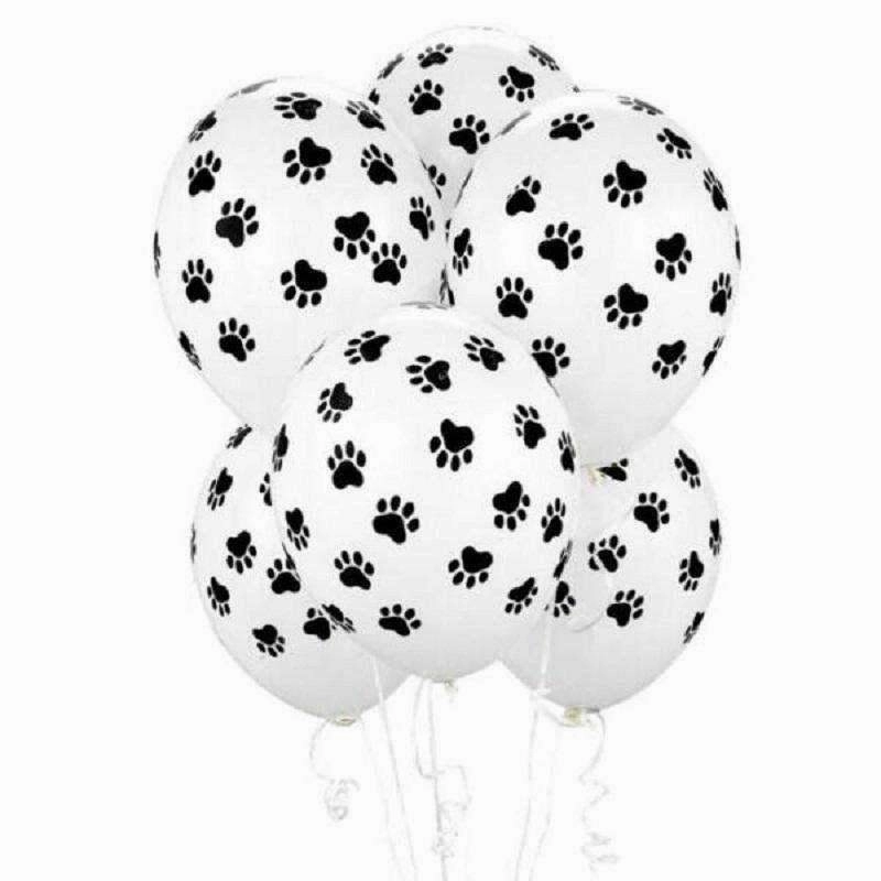 Dog Paw Prints Party Balloons - White