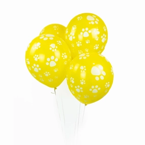 Dog Paw Prints Party Balloons - Yellow