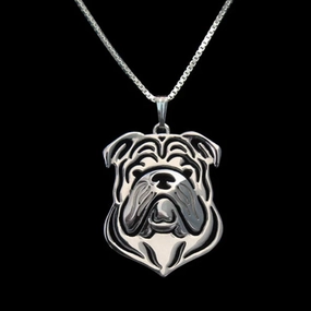 Dog Pendant Necklace - Bulldog