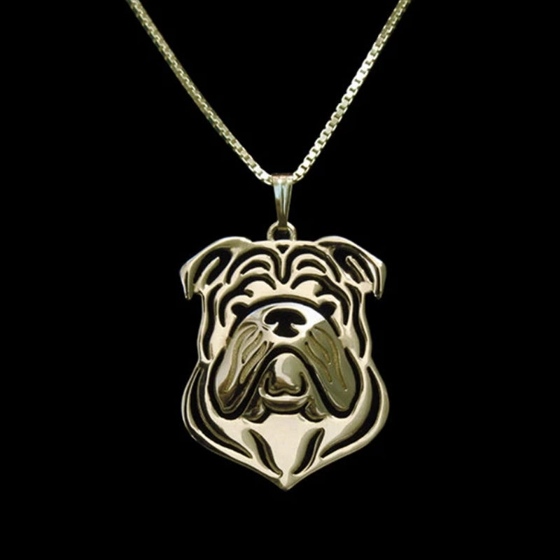 Dog Pendant Necklace - Bulldog