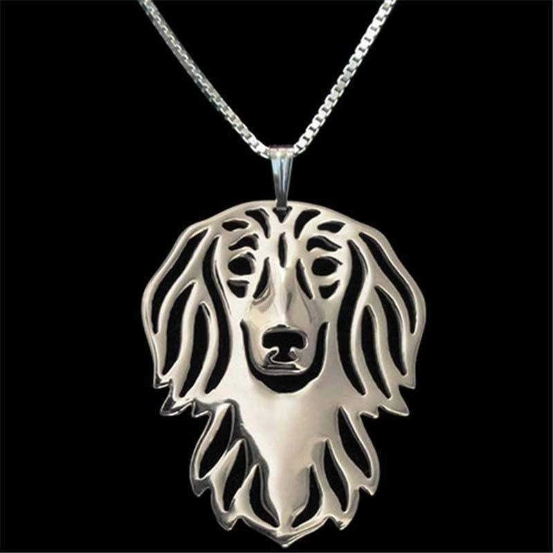 Dog Pendant Necklace - Dachshund Long Haired